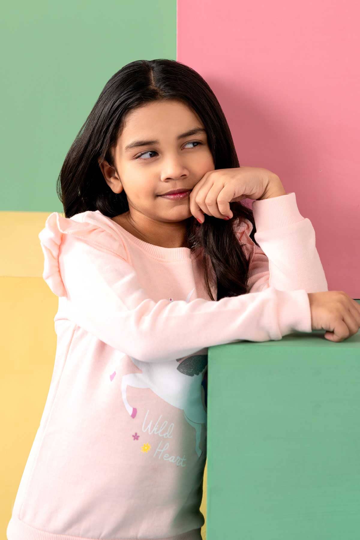 Kiki & Koko Girl's Unicorn Printed Fleece Sweat Shirt