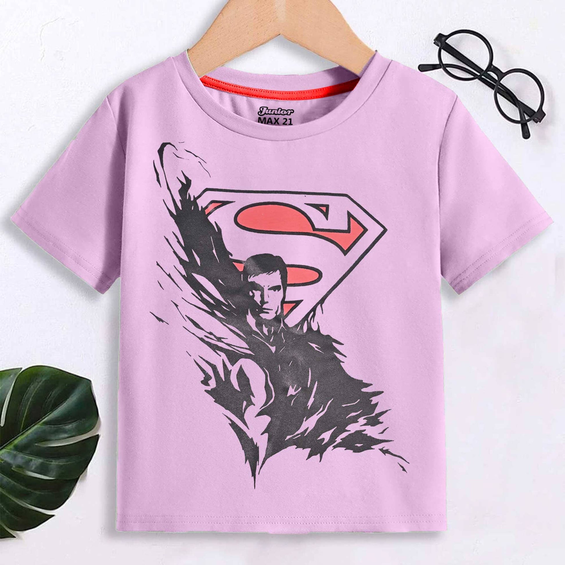 Junior Max 21 Kid's Superman Printed Tee Shirt Boy's Tee Shirt SZK Laveder 3-6 Months 