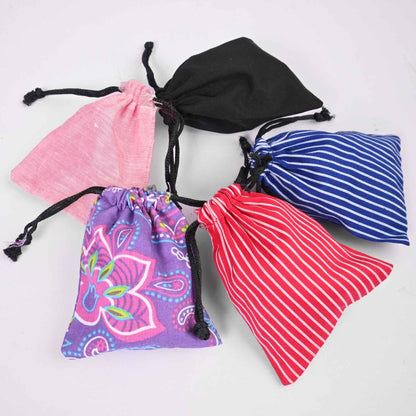 Pack of Five Compact Eco-Friendly Drawstring Pouches. Made-with-waste Gift Bag Polo Republica Mix M-(H-4 x W-3) 