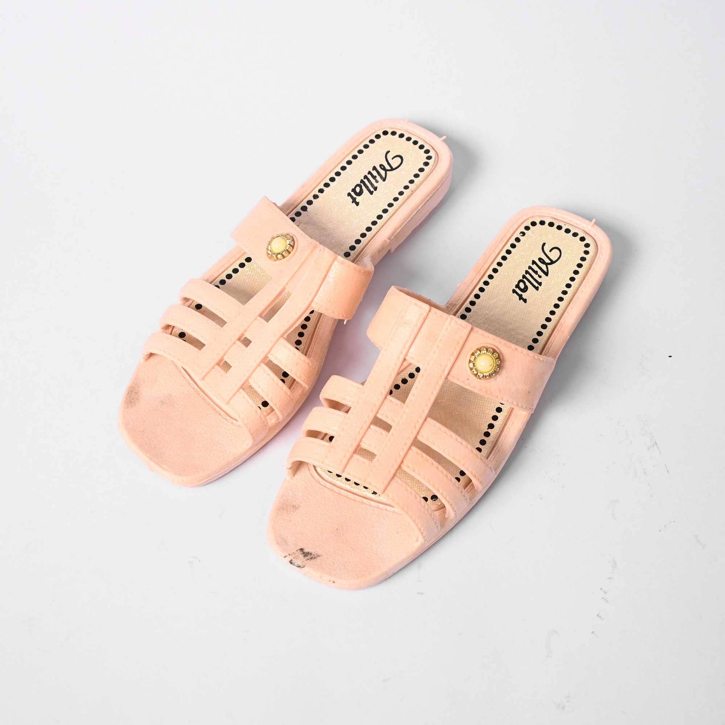 Millat Women's Premium Square Toe Design Chappal Women's Shoes RAM Peach EUR 37 