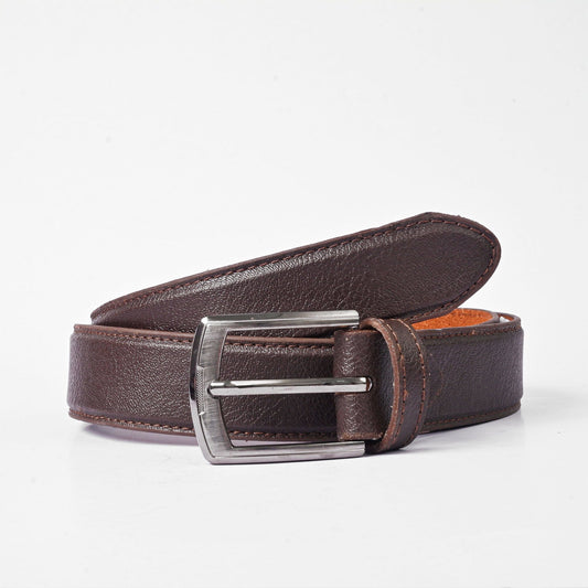 L&L Men's Carmelita Texture Design Leather Belt Men's Belt LNL Chocolate 30-32 