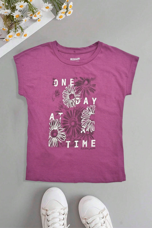 Hudson Girl's One Day At Time Printed Tee Shirt Girl's Tee Shirt HAS Apparel 