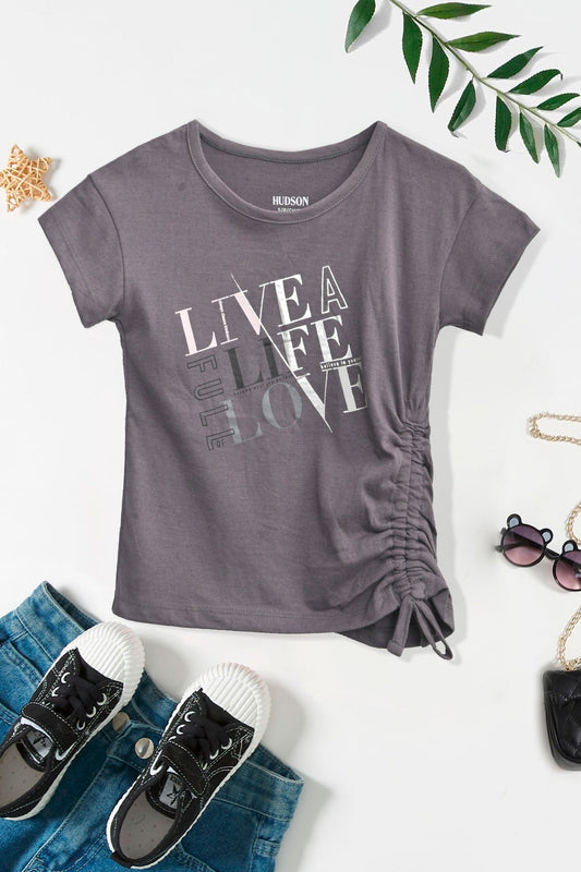 Hudson Girl's Live A Life Full Of Love Printed Tee Shirt Girl's Tee Shirt HAS Apparel 