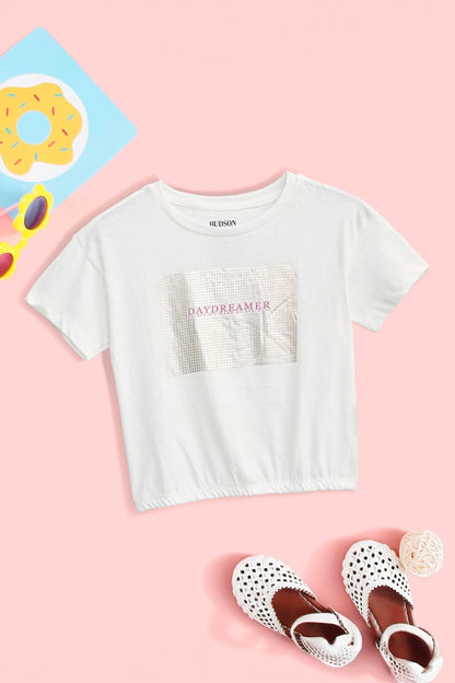 Hudson Girl's Day Dreamer Embellish Design Minor Fault Tee Shirt