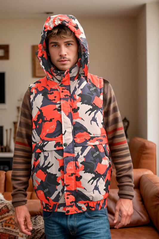 Men's Camo Puffer Body Warmer Hooded Gilet Men's Jacket First Choice 