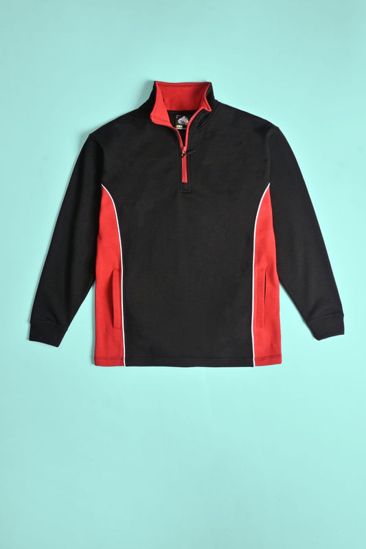 Men's Contrast Panels Quarter Zipper Fleece Sweat Shirt Minor Fault Image 