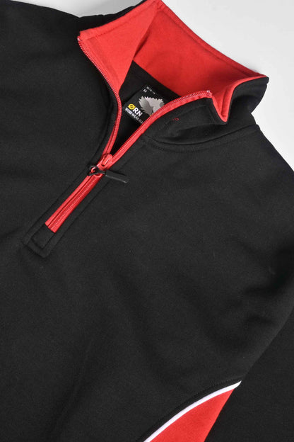 Men's Contrast Panels Quarter Zipper Fleece Sweat Shirt Minor Fault Image 