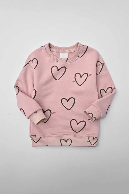 Kid's Heart Printed Terry Sweat Shirt Kid's Sweat Shirt SNR 