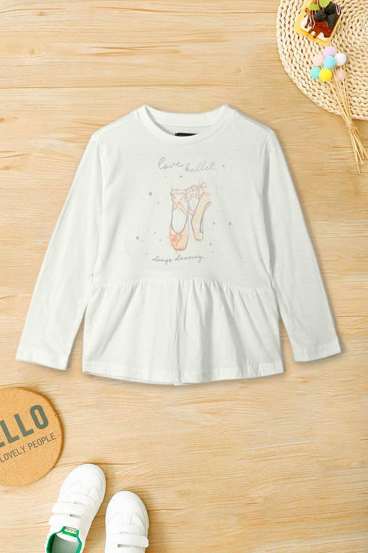 Tessentials Girl's Always Dancing Printed Long Sleeves Frock Style Shirt Girl's Tee Shirt HAS Apparel 