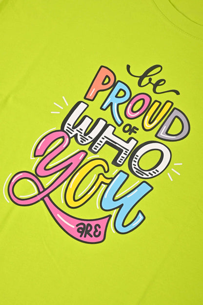 East West Women's Be Proud Of Who You Are Printed Short Sleeve Tee Shirt Women's Tee Shirt East West 