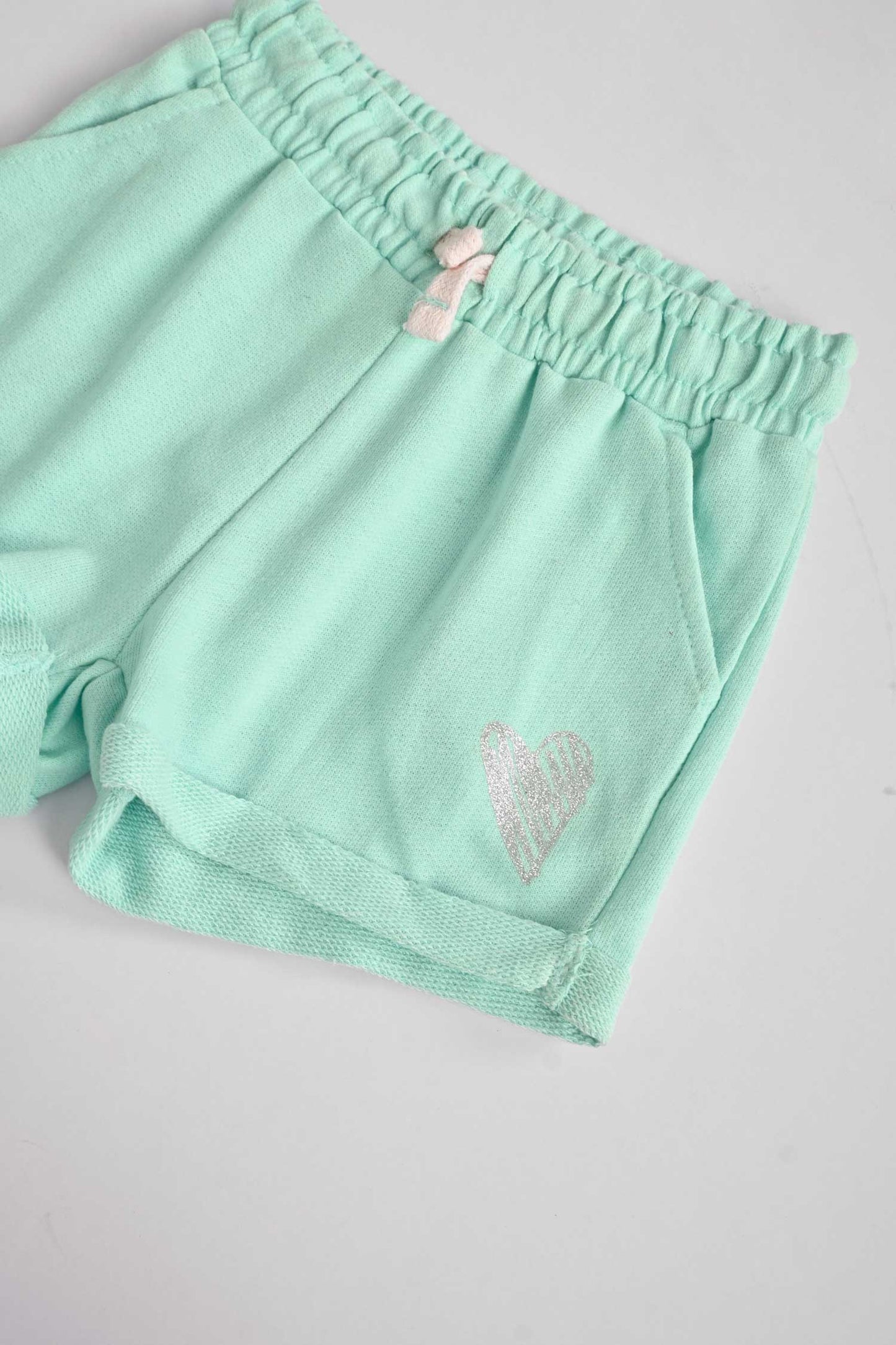 Tessential Kid's Glitter Heart Printed Terry Shorts