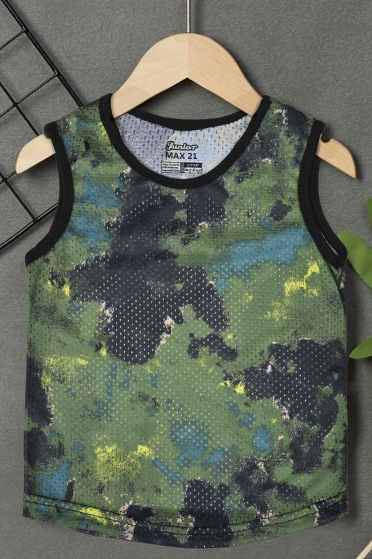 Junior Max 21 Digital Print Mesh Sleeveless Tank Boy's Tee Shirt SZK Camo Print 3-4 Years 