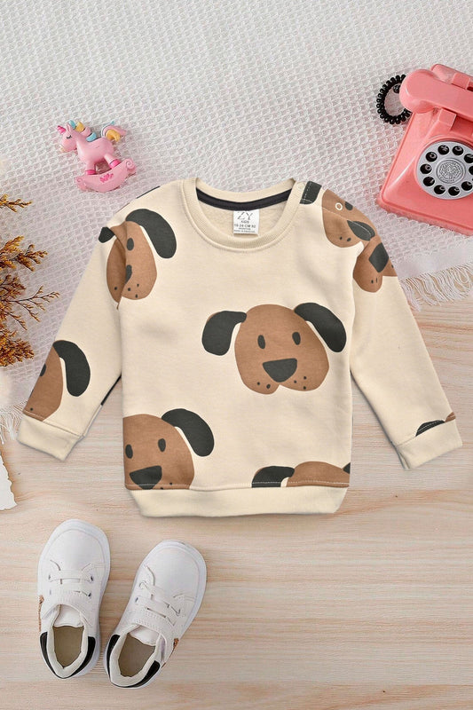 ZY Kid's Puppy Printed Fleece Sweat Shirt Kid's Sweat Shirt SNR 