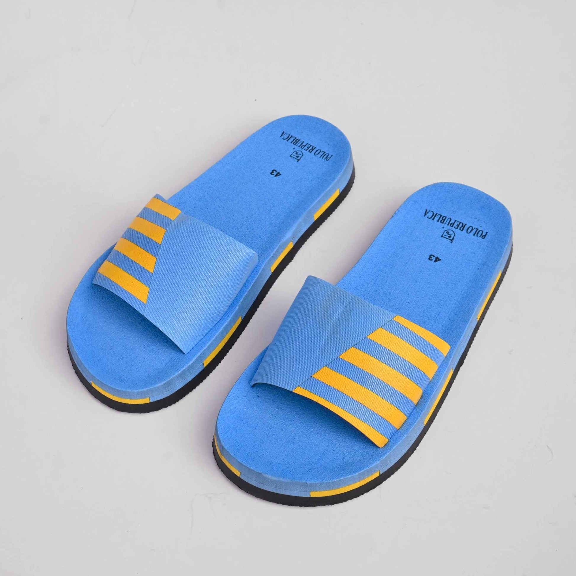 Polo Republica Men's Striped Design Soft Slides Men's Shoes Hamza Traders Blue EUR 39 