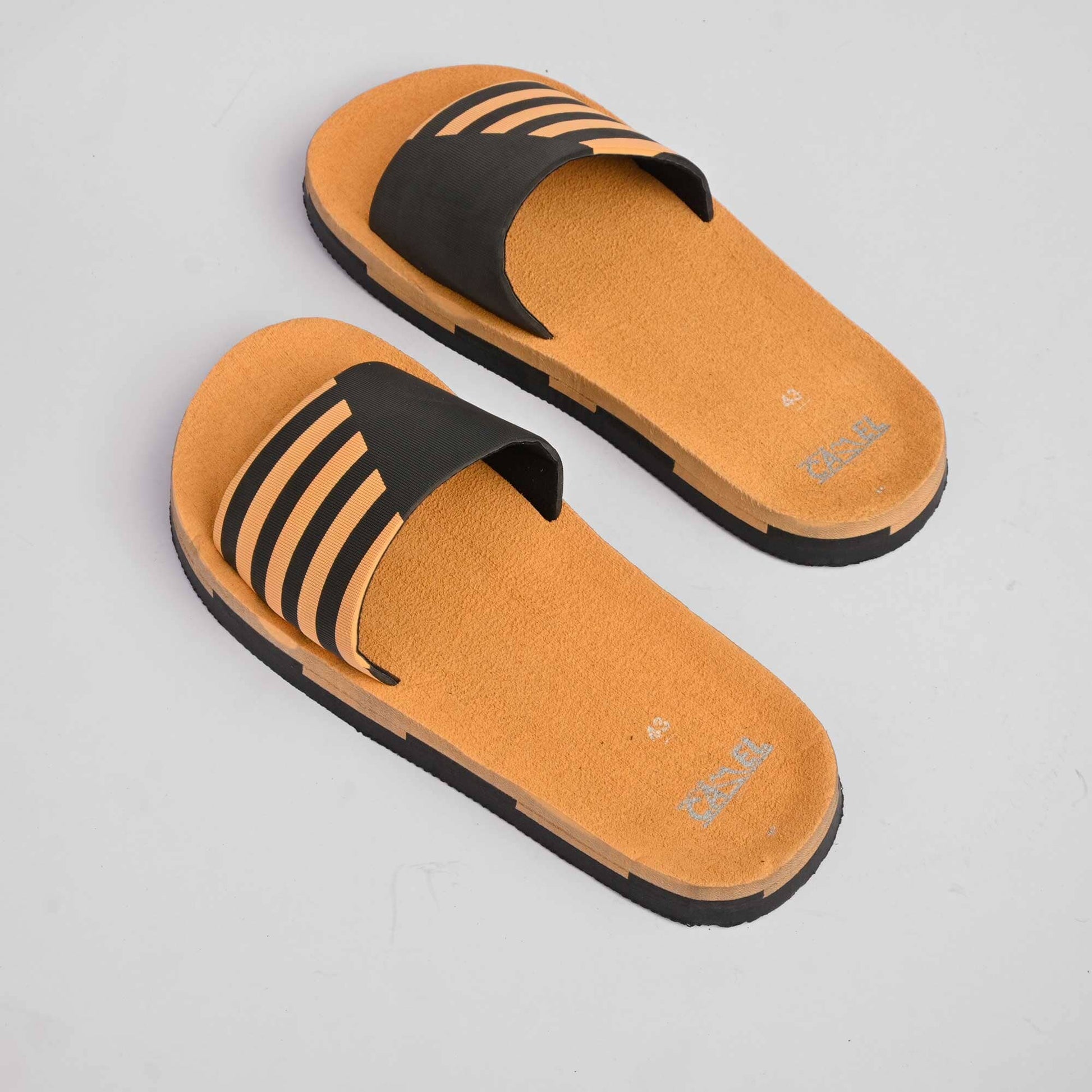 Black Camel Men's Striped Design Soft Slides Men's Shoes Hamza Traders Mustard EUR 39 