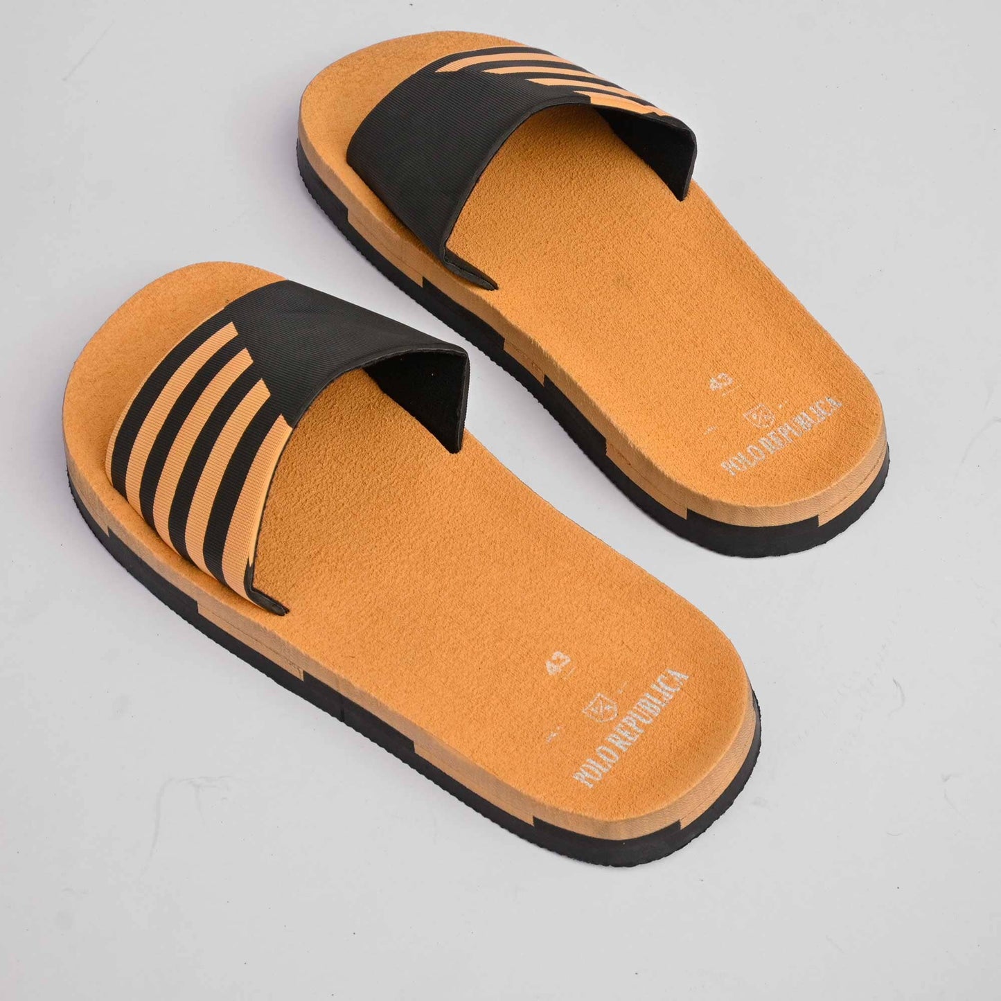 Polo Republica Men's Striped Design Soft Slides Men's Shoes Hamza Traders 