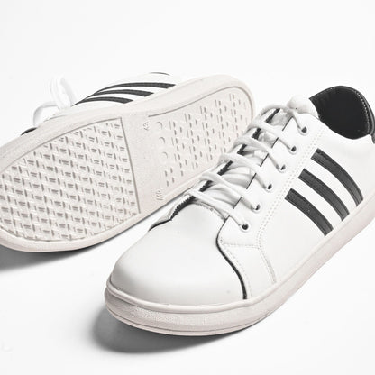 Men's Syracuse Premium Faux Leather Lace Up Sneaker Shoes Men's Shoes SNAN Traders White & Black EUR 39 