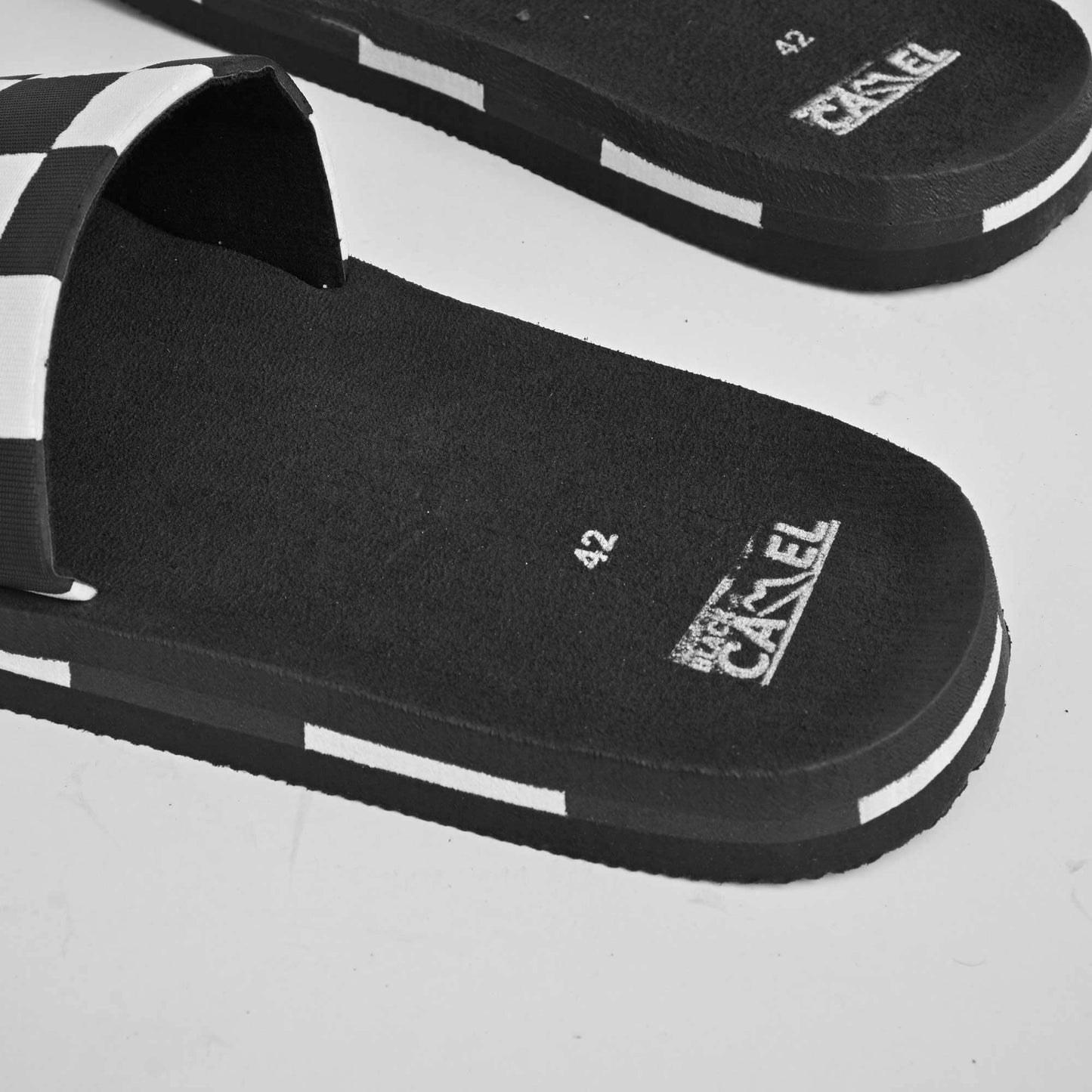 Black Camel Men's Check Design Soft Slides Men's Shoes Hamza Traders 
