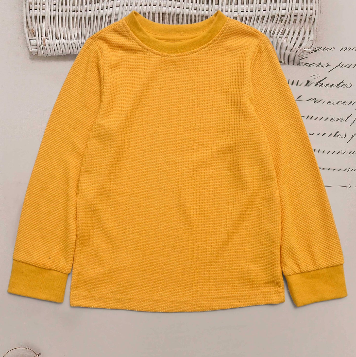 Kid's Solid Style Long Sleeve Thermal Sweat Shirt Kid's Sweat Shirt Syed Adeel Zafar Yellow 2T 