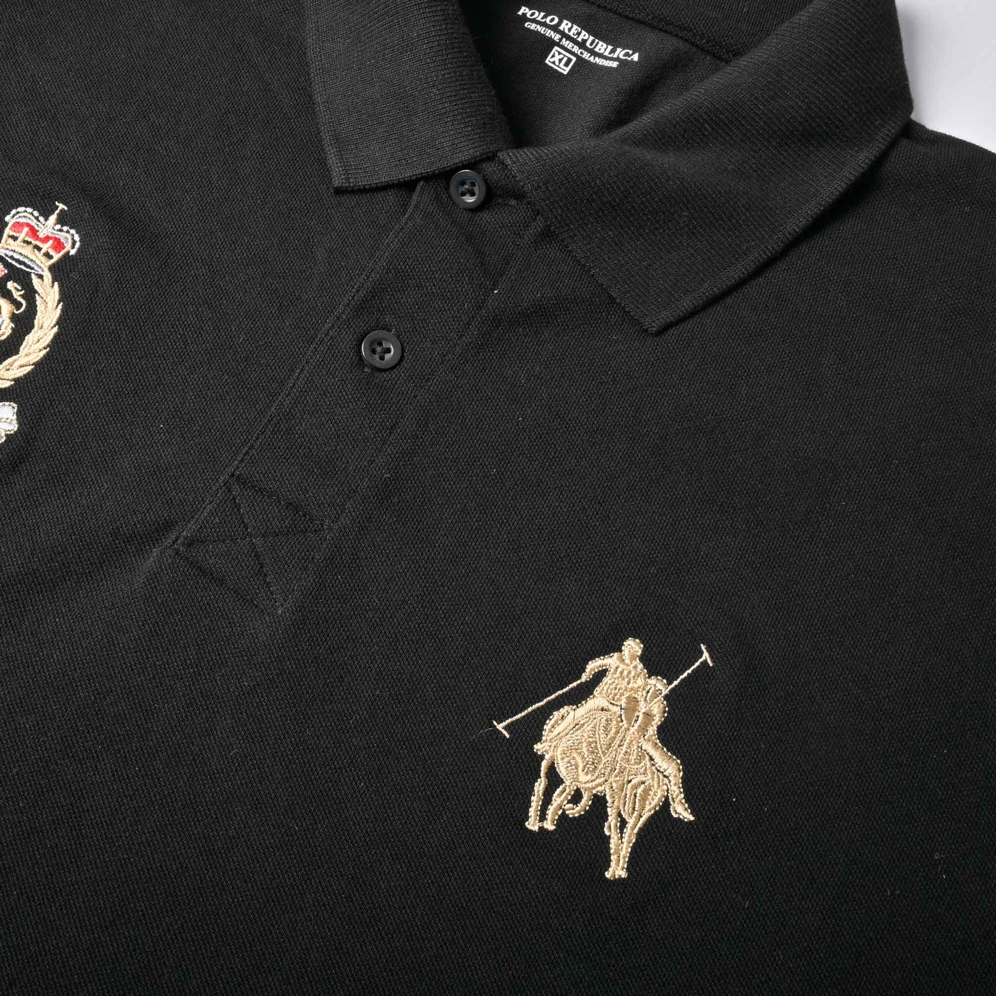 Polo Republica Men's Twin Pony & Crest Embroidered Short Sleeve Polo Shirt