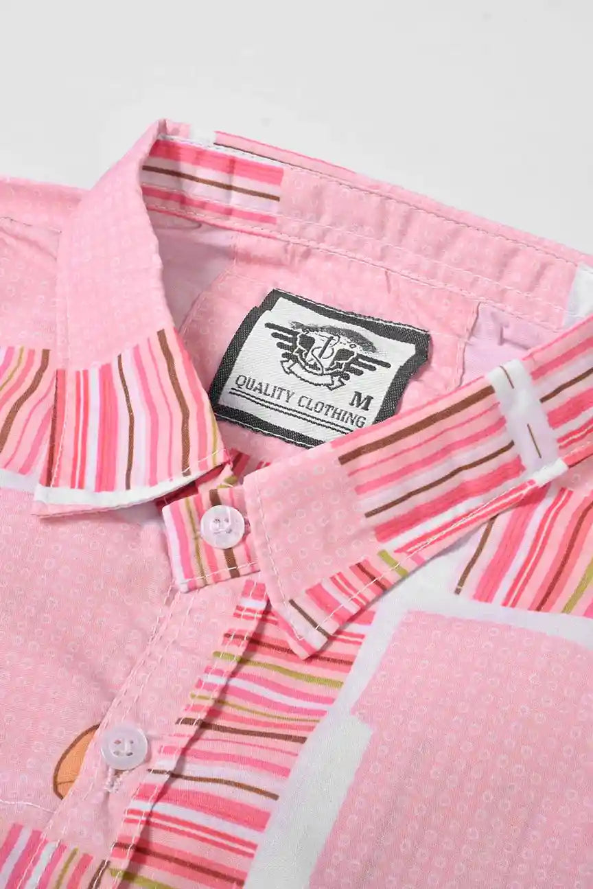 New Fashion Men's Panel Design Printed Casual Shirt