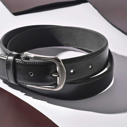 Men's Solid Design Premium Leather Belt Men's Belt LNL Black 30-32 
