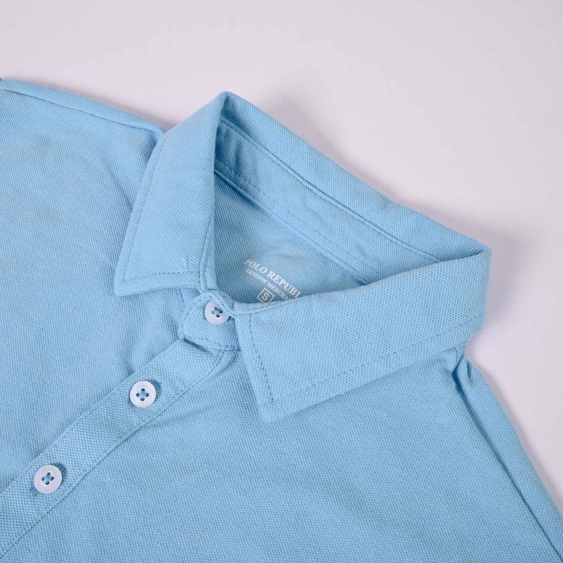Polo Republica Men's Essentials Tailored Collar Pocket Polo Shirt Sky