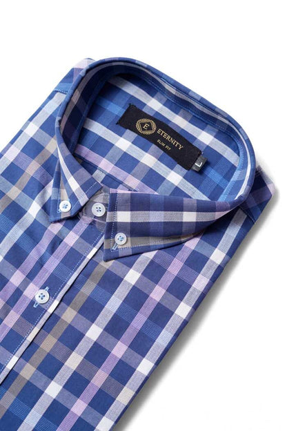 Eternity Men's Slim Fit Checkered Casual Shirt