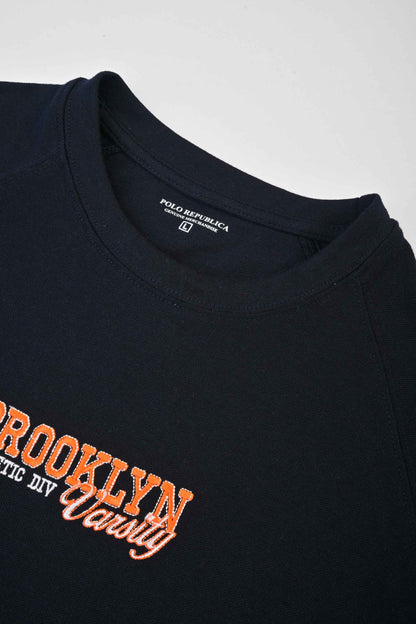 Polo Republica Men's Brooklyn Varsity Embroidered Raglan Sleeve Pique Tee Shirt Men's Tee Shirt Polo Republica 