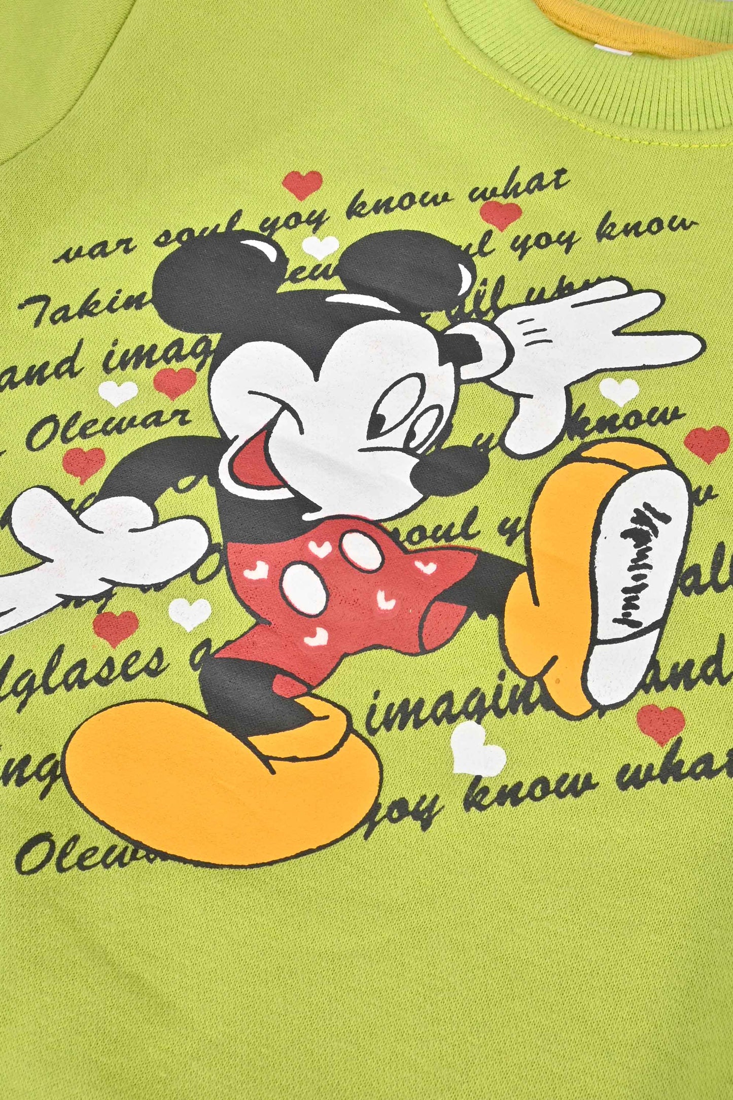 Kid's Mickey Mouse & Heart Printed Fleece Sweat Shirt Kid's Sweat Shirt ZBC 