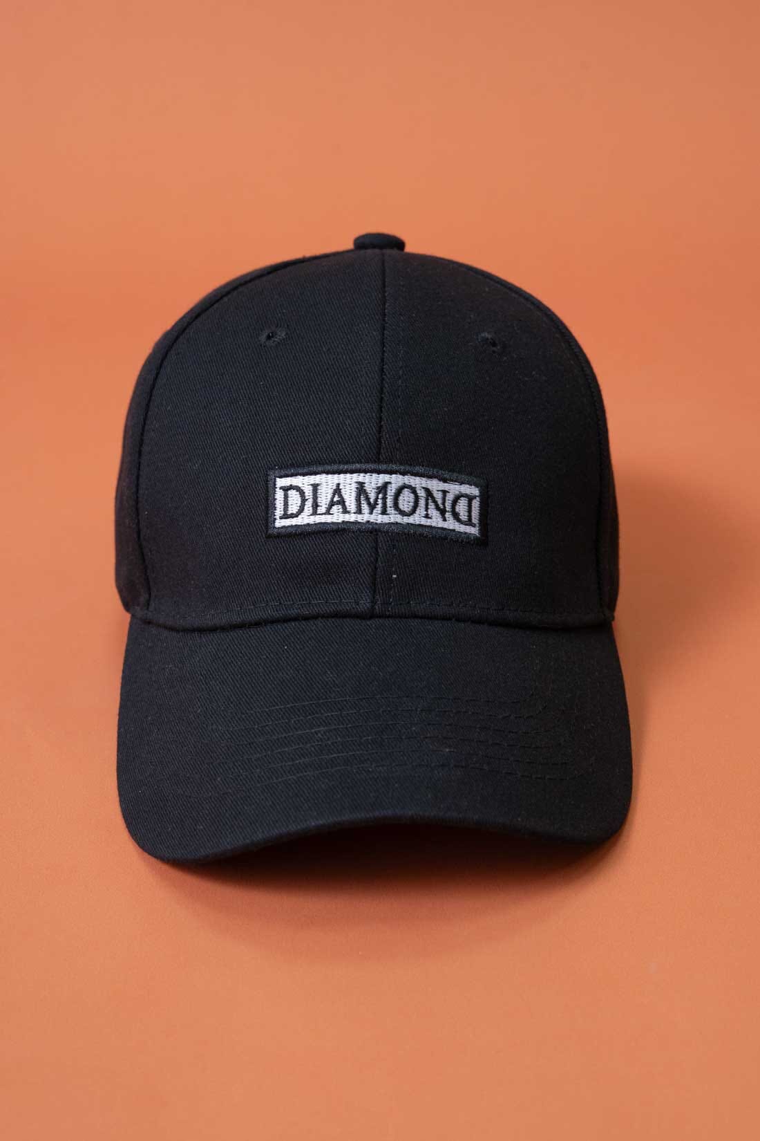 elo Fashion Men's Diamond Embroidered P-Cap Black