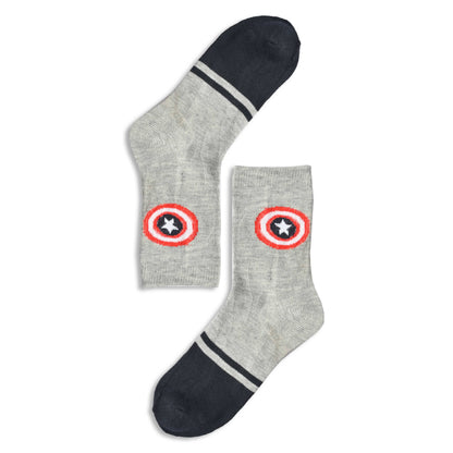 Kid's Superhero Logo Printed Socks Socks RAM Grey 2-3 Years 