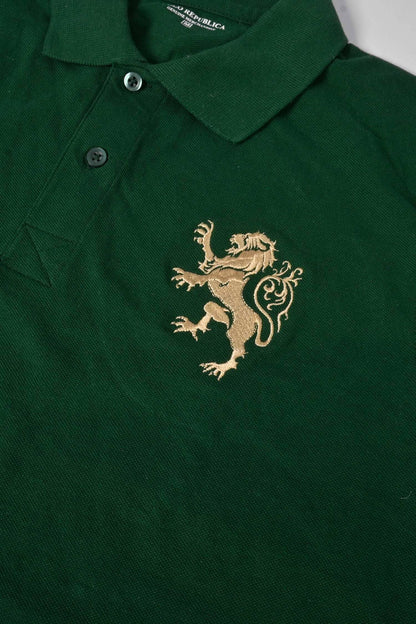 Polo Republica Men's Regal Lion Embroidered Short Sleeve Polo Shirt Green