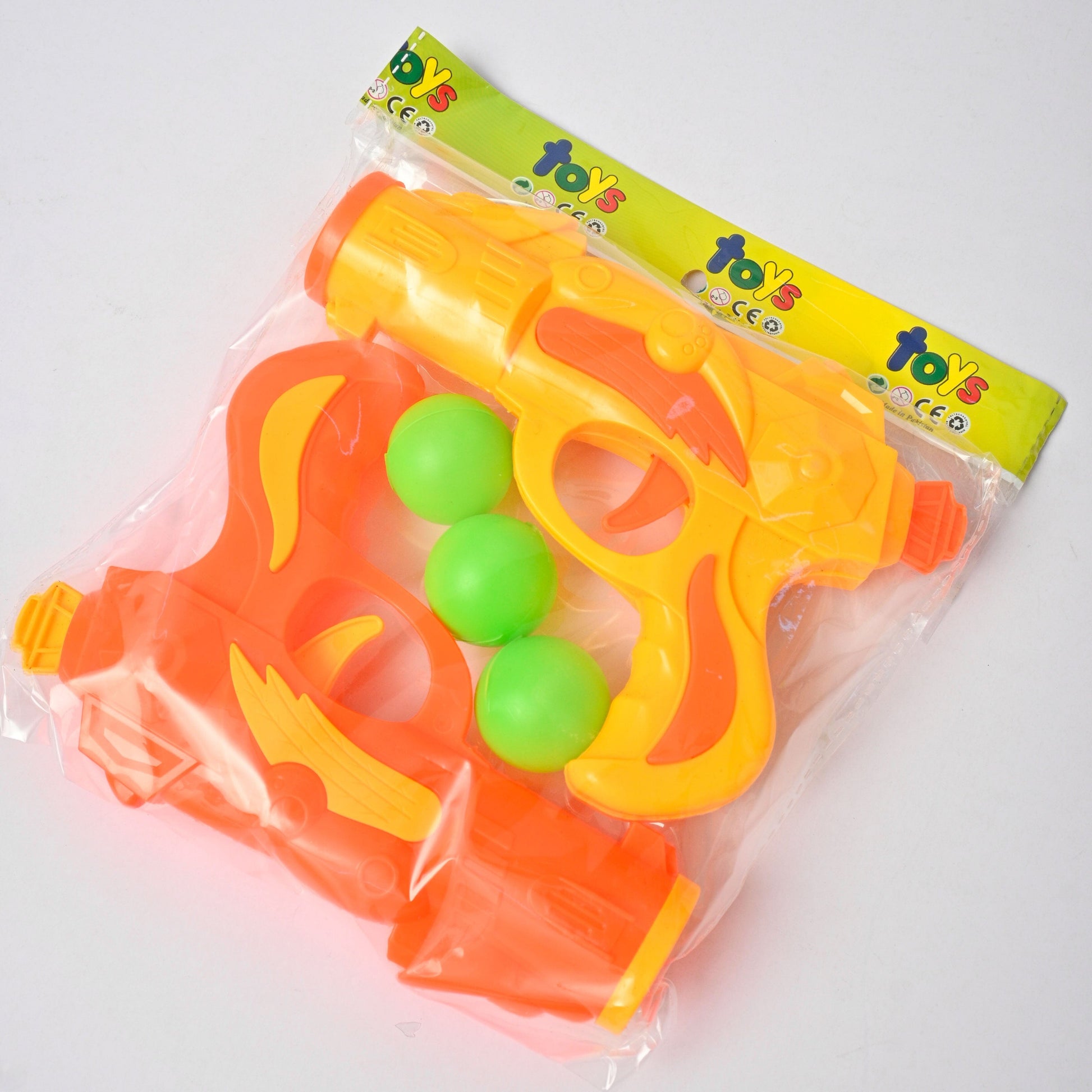 Kid's Ball Shooting Gun Toy - Pack Of 2 Toy RAM Orange & Yellow 