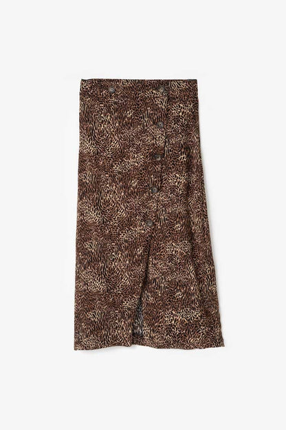 East West Women's Leopard Midi Wrap Skirt