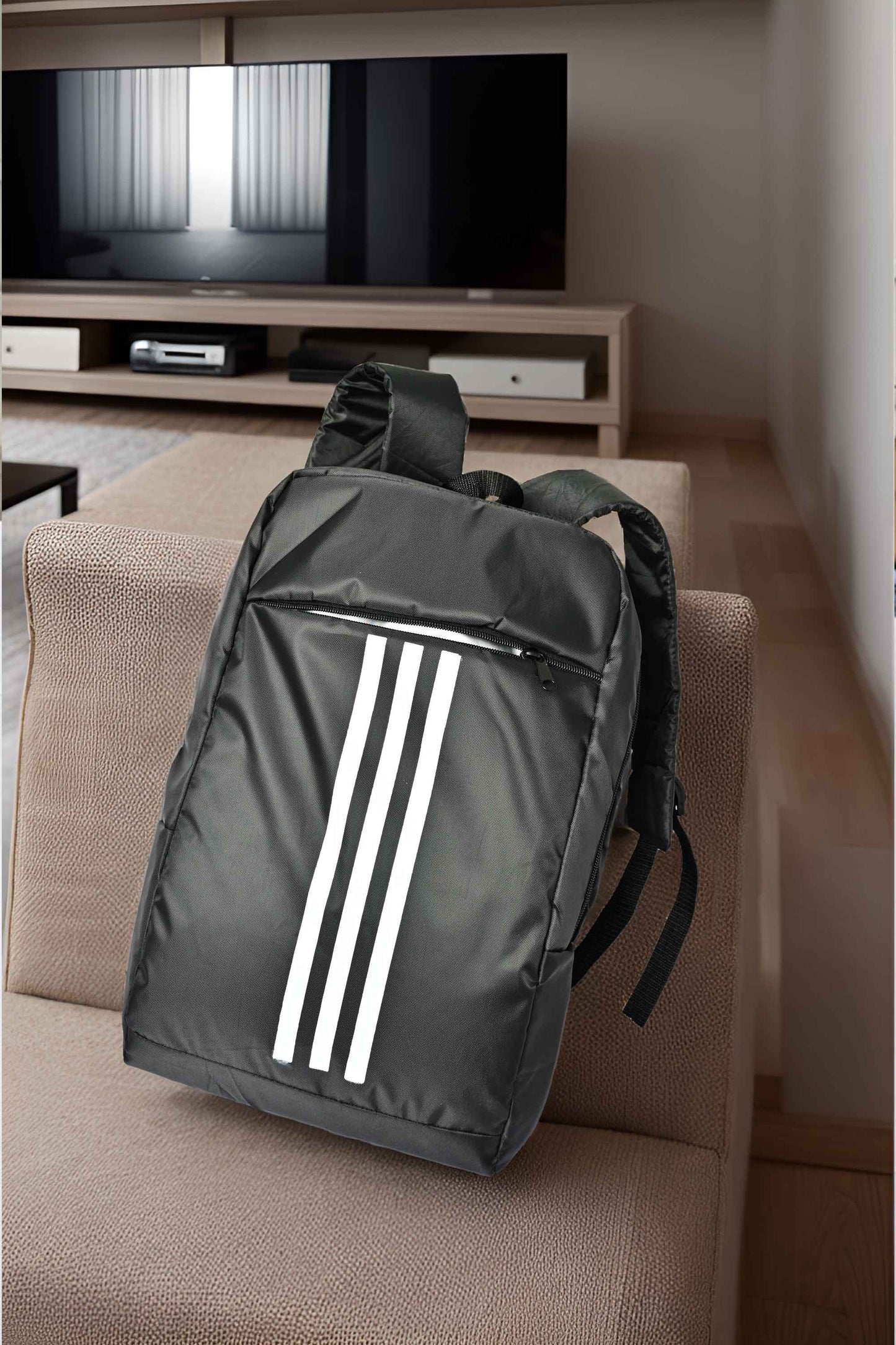 Unisex Three Stripes Style Light Weight Laptop Backpack