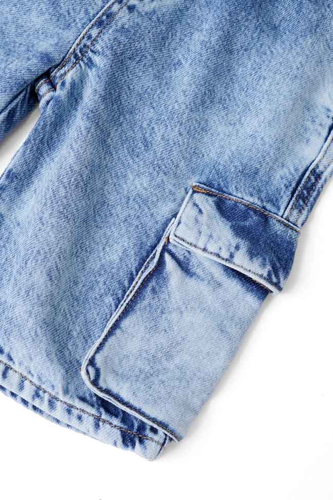 GS Girl's Washed Denim Cargo Shorts
