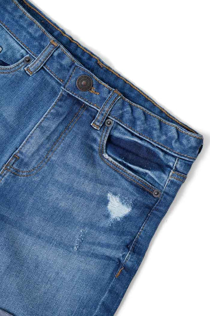 PO Girl's Folded Bottom Distressed Denim Shorts