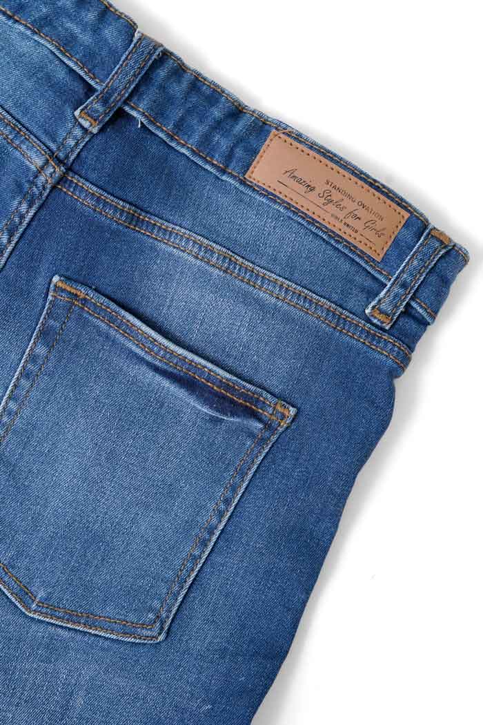 PO Girl's Folded Bottom Distressed Denim Shorts