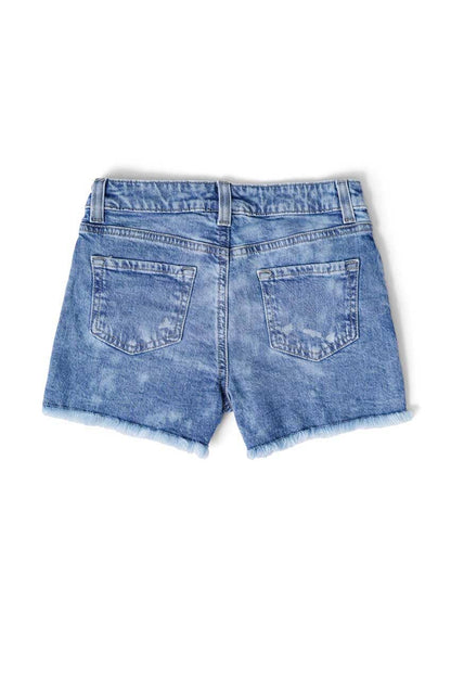 Cut Label Girl's Acid Washed Denim Shorts