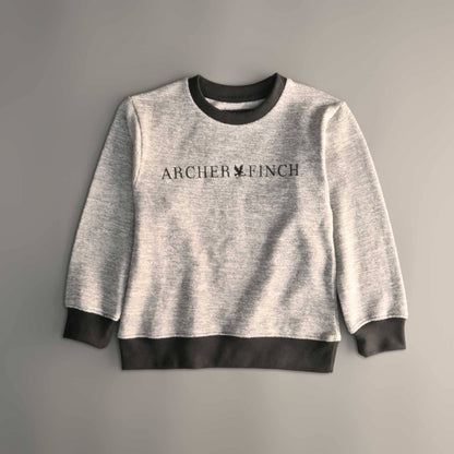 Archer & Finch Boy's Printed Terry Sweat Shirt Boy's Sweat Shirt LFS Grey Melange 3-4 Years 