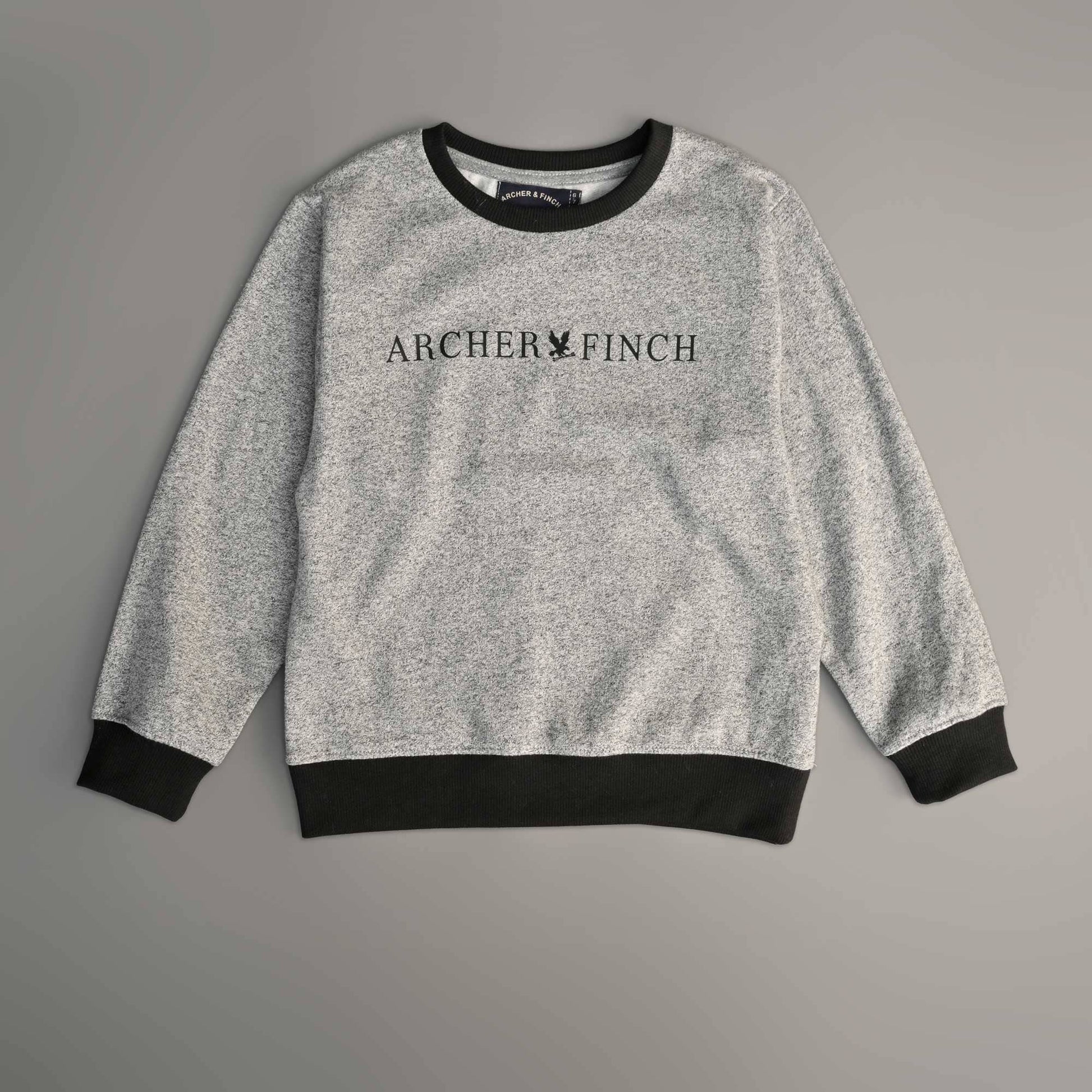 A&F Boy's Archer & Finch Printed Fleece Sweat Shirt Boy's Sweat Shirt LFS Grey Marl 3-4 Years 