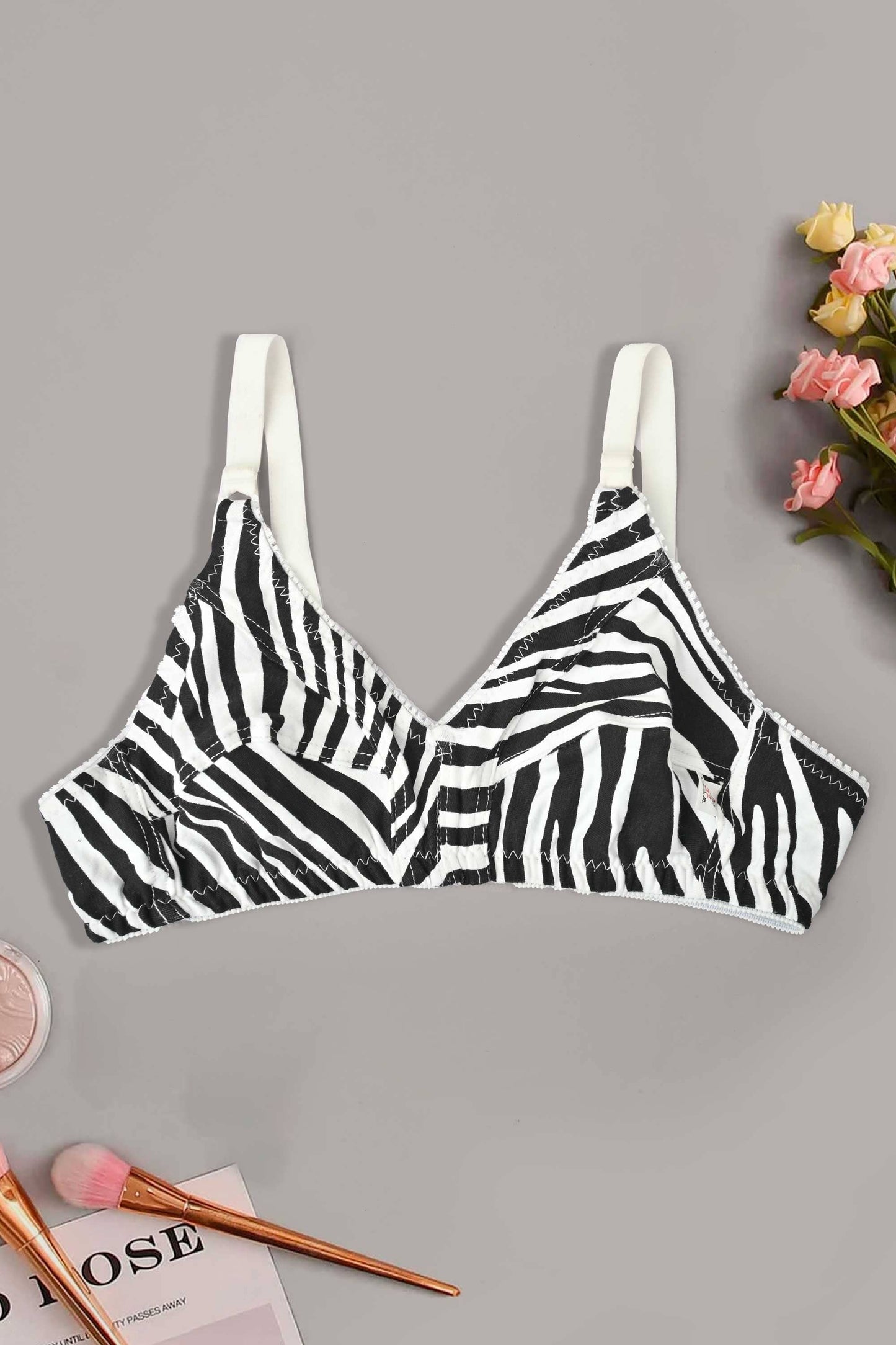 Smart Women's Zebra Printed Basic Jersey Bra