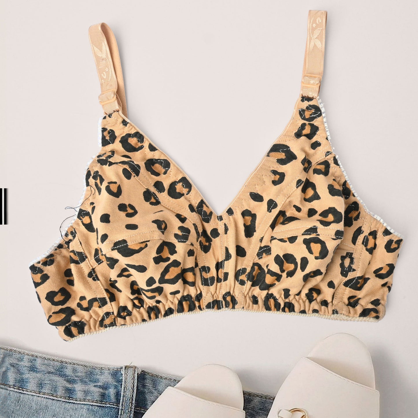 Smart Women's Leopard Design Single Jersey Bra