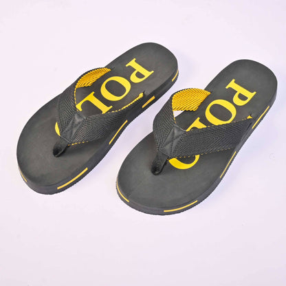 Polo Republica Men's Eindhoven Soft Flip Flops Slippers Men's Shoes Hamza Traders Black & Yellow EUR 40 