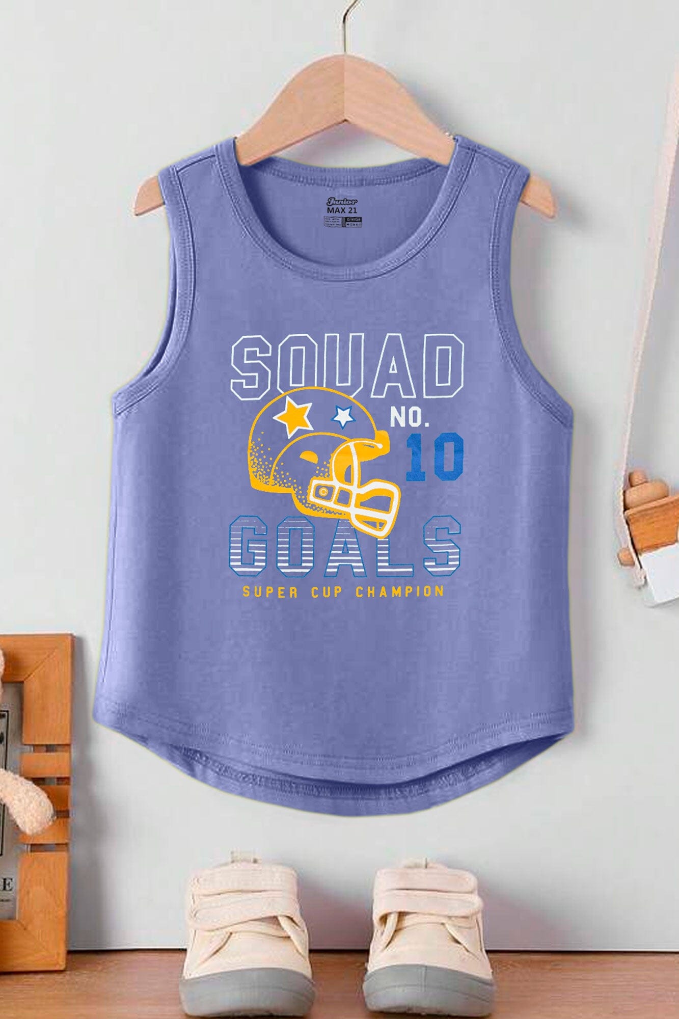 Junior Boy's Squad Goals Printed Tank Top Girl's Tee Shirt SZK Powder Blue 3-4 Years 