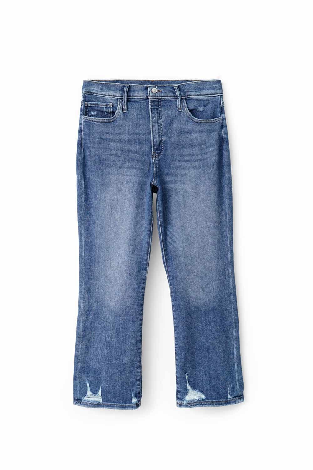 Women's High Rise Distressed Flared Denim