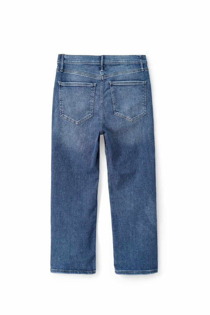 Women's High Rise Distressed Flared Denim