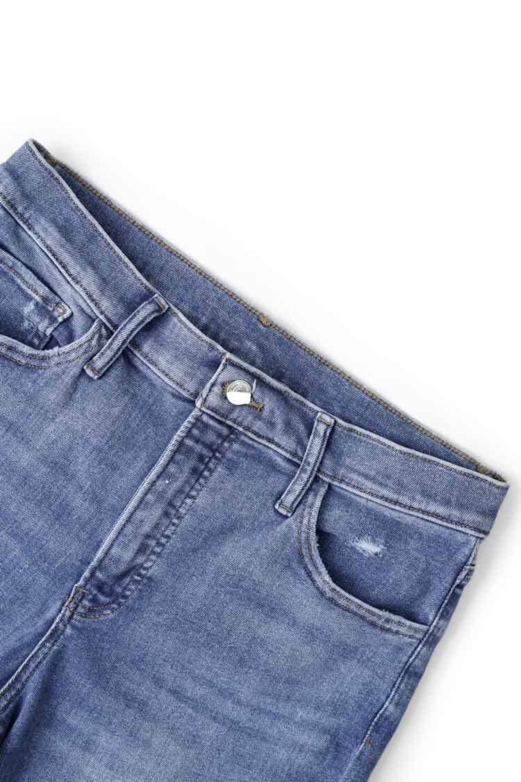 Women's High Rise Distressed Flared Denim