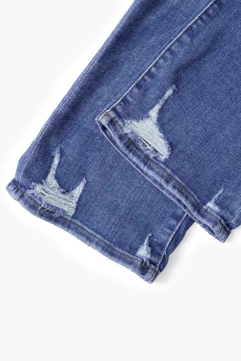 Women's High Rise Distressed Flared Denim